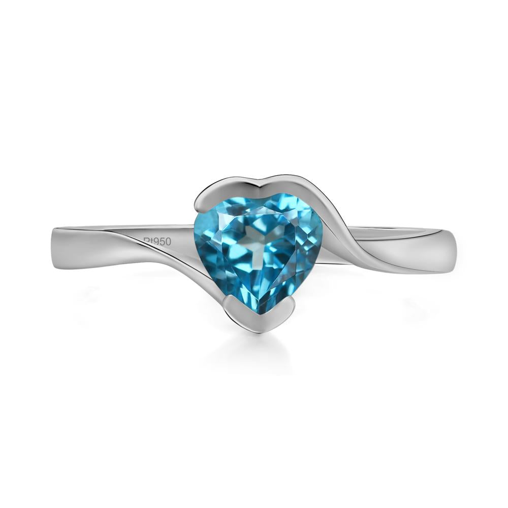 Heart Swiss Blue Topaz Solitaire Engagement Ring - LUO Jewelry #metal_platinum