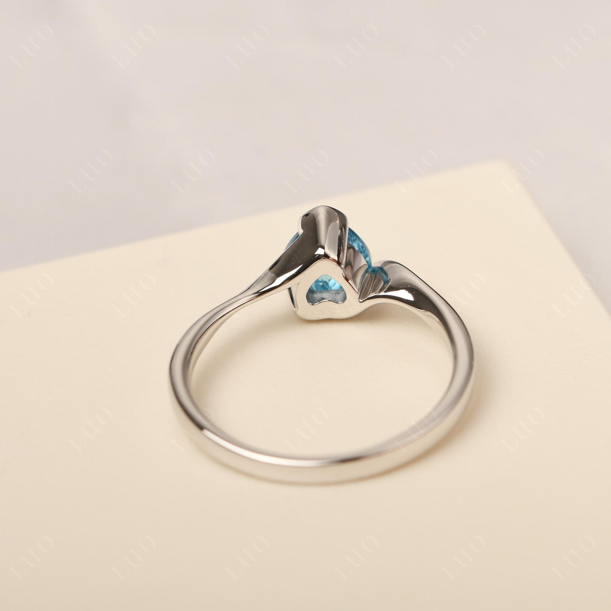 Heart Swiss Blue Topaz Solitaire Engagement Ring - LUO Jewelry