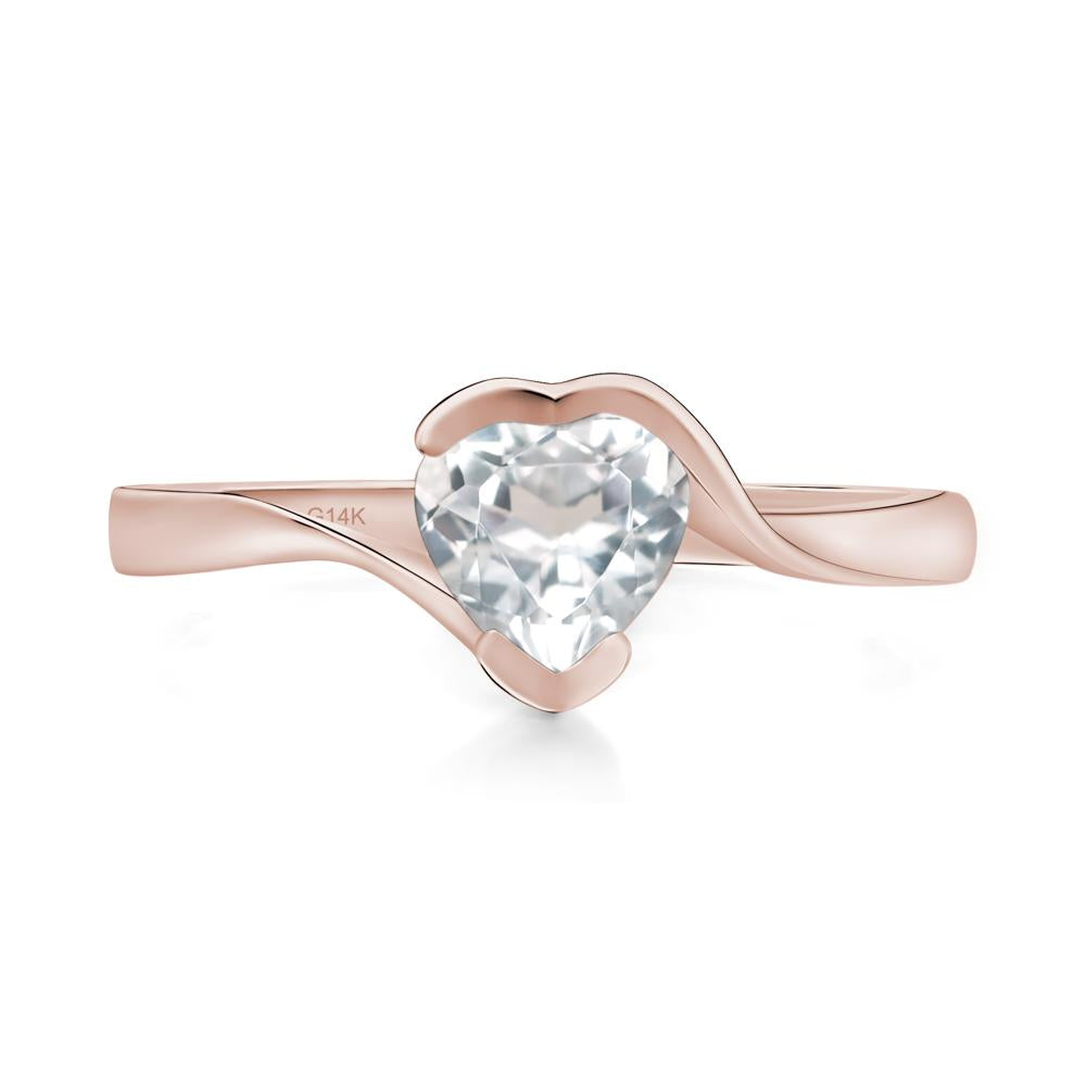 Heart White Topaz Solitaire Engagement Ring - LUO Jewelry #metal_14k rose gold