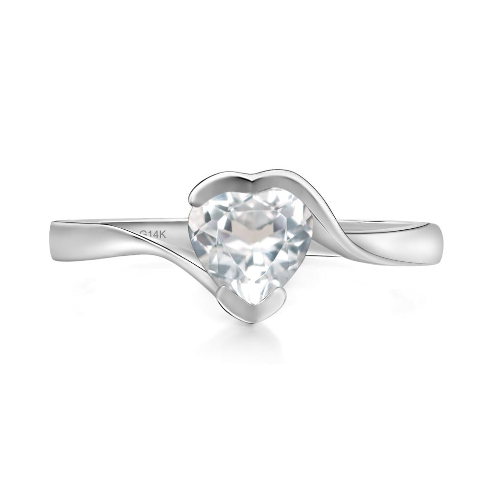 Heart White Topaz Solitaire Engagement Ring - LUO Jewelry #metal_14k white gold