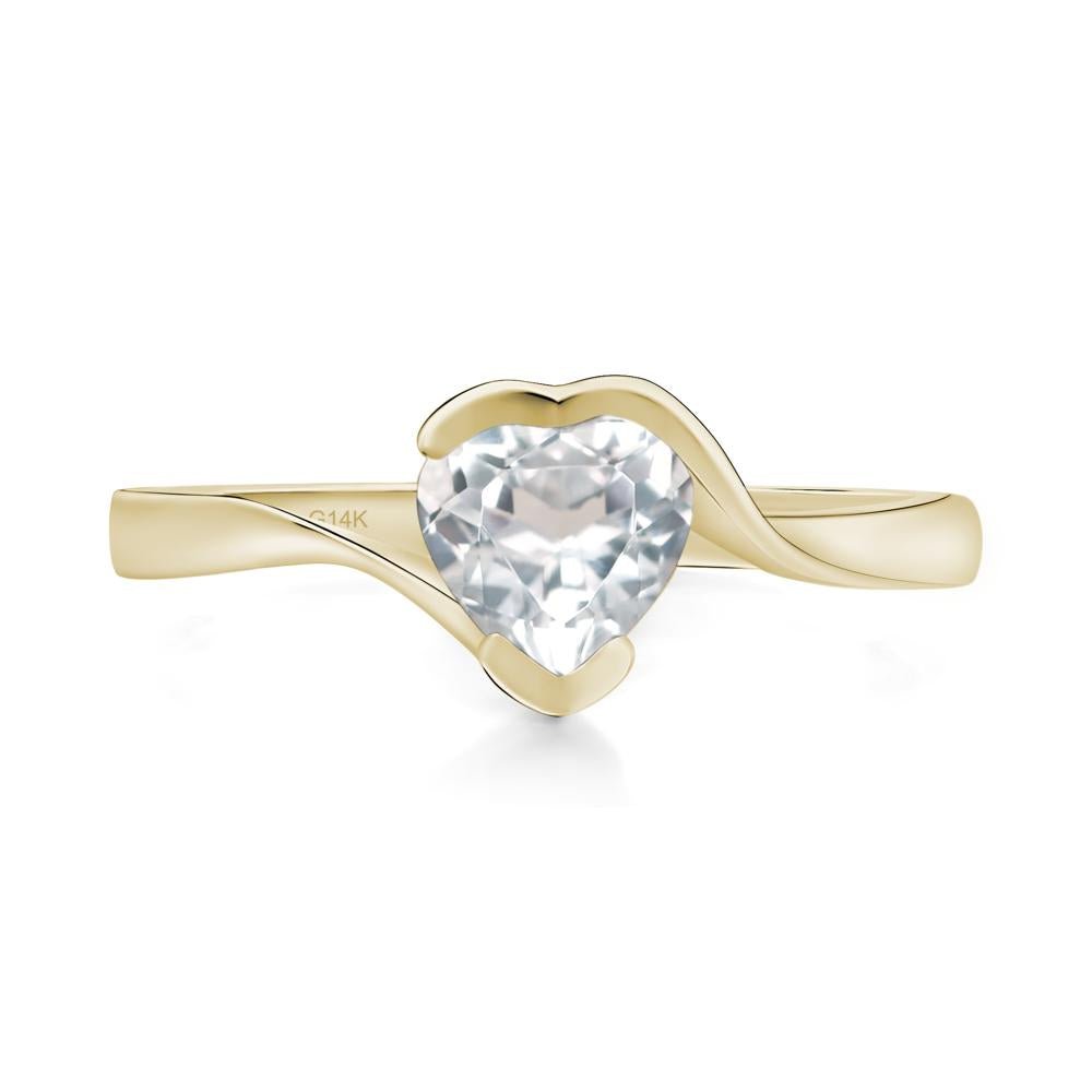 Heart White Topaz Solitaire Engagement Ring - LUO Jewelry #metal_14k yellow gold