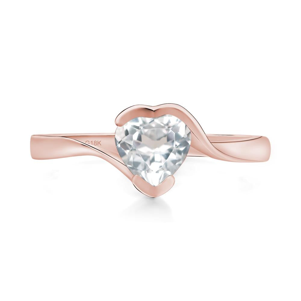 Heart White Topaz Solitaire Engagement Ring - LUO Jewelry #metal_18k rose gold