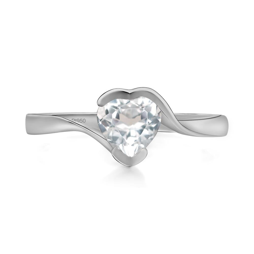 Heart White Topaz Solitaire Engagement Ring - LUO Jewelry #metal_platinum