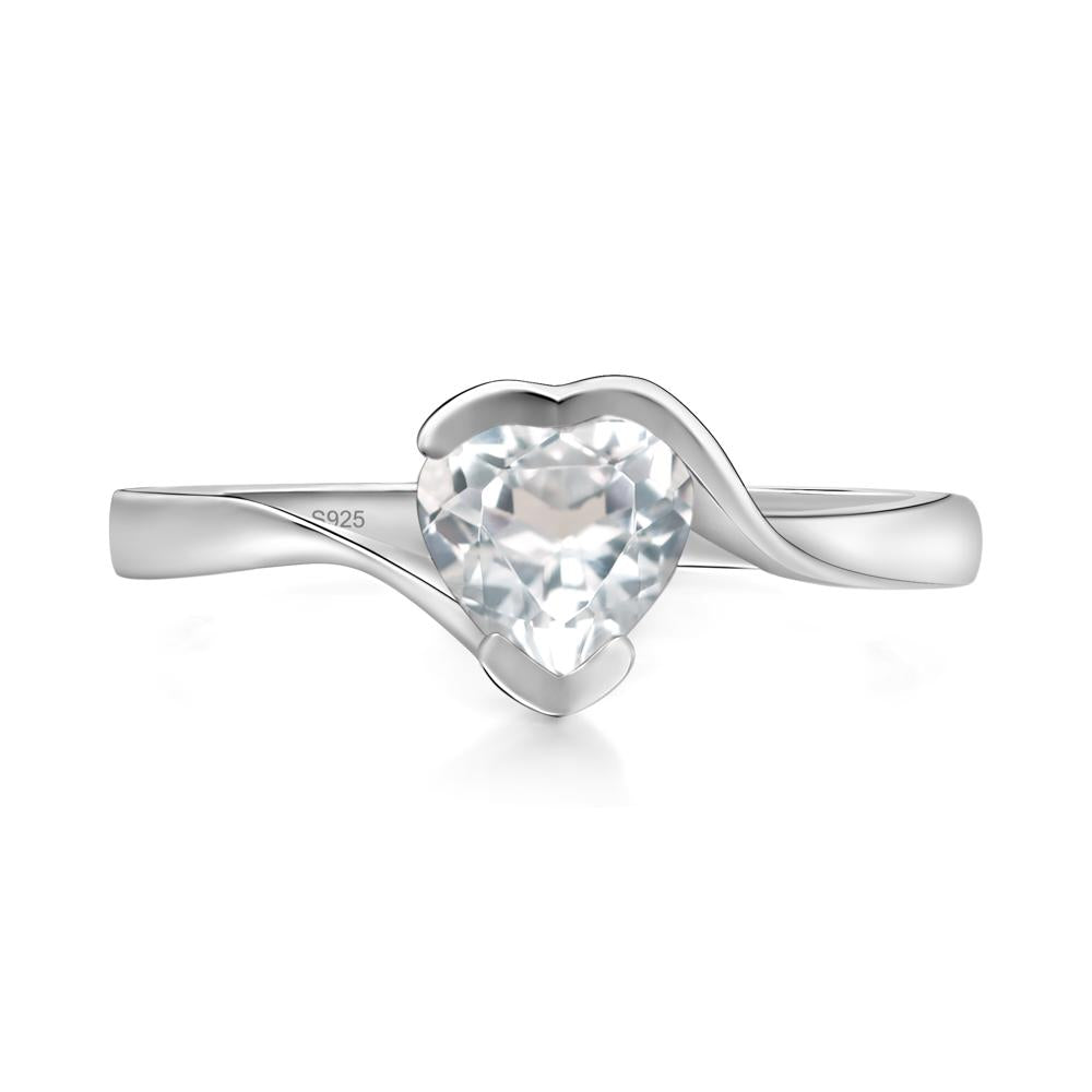 Heart White Topaz Solitaire Engagement Ring - LUO Jewelry #metal_sterling silver