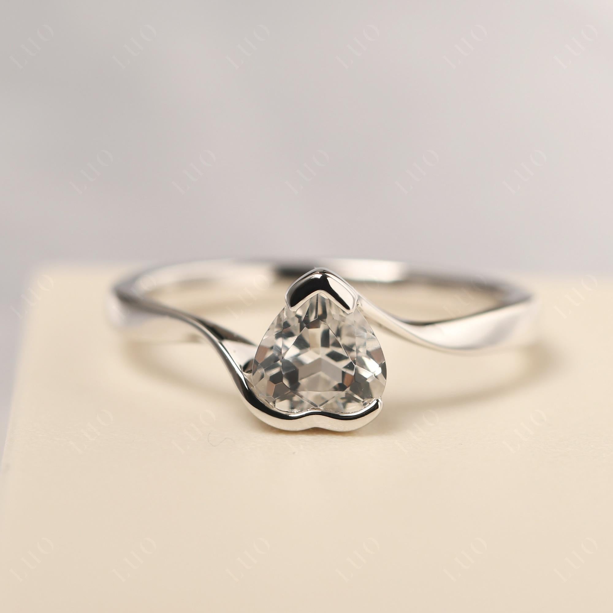 Heart White Topaz Solitaire Engagement Ring - LUO Jewelry