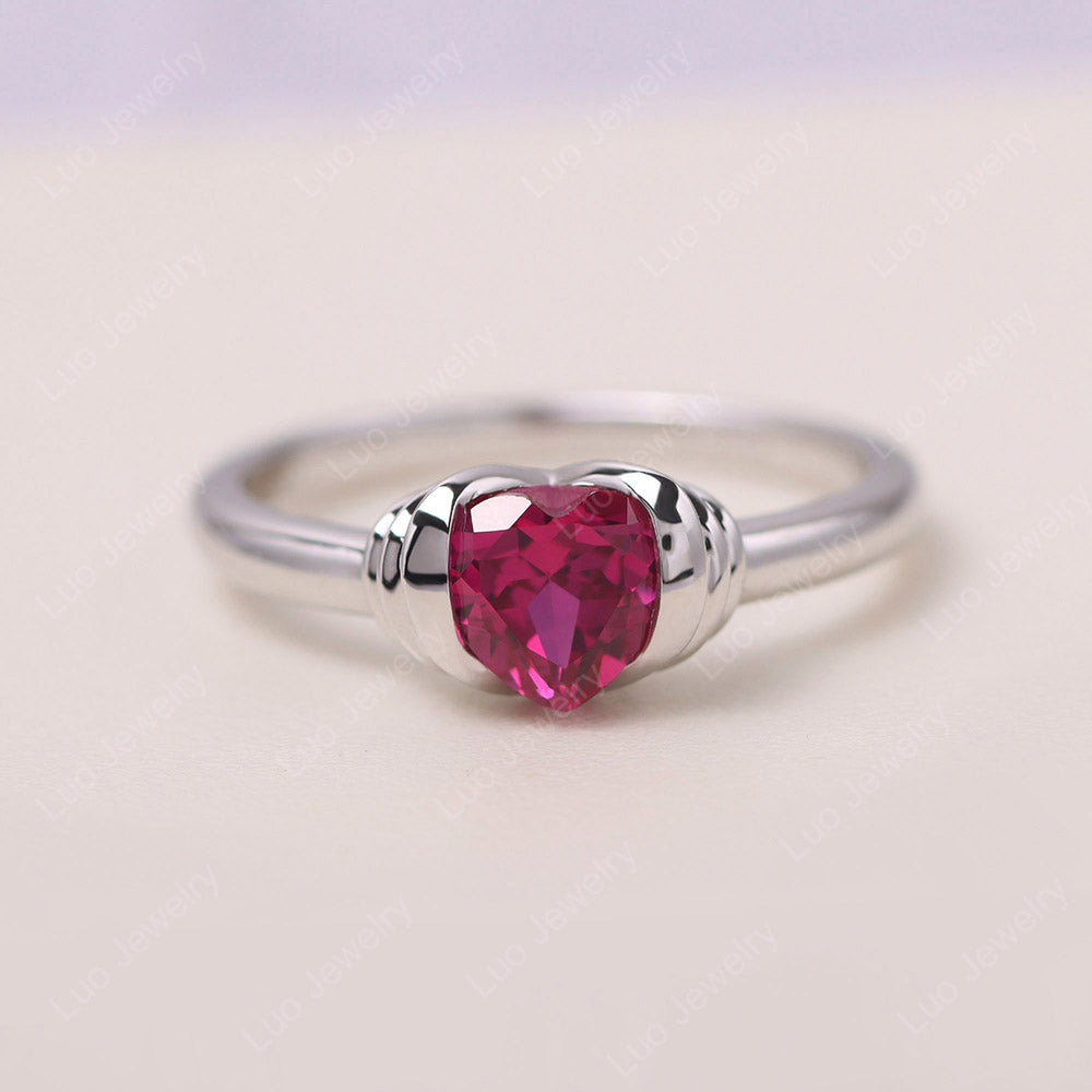 Heart Cut Lab Ruby Coil Ring