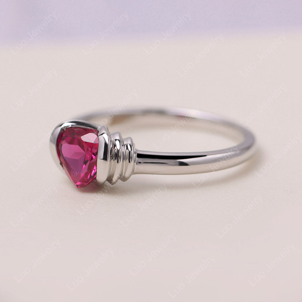 Heart Cut Lab Ruby Coil Ring