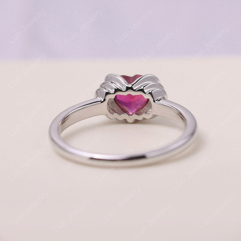 Heart Cut Lab Ruby Coil Ring