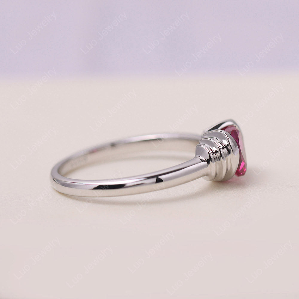 Heart Cut Lab Ruby Coil Ring