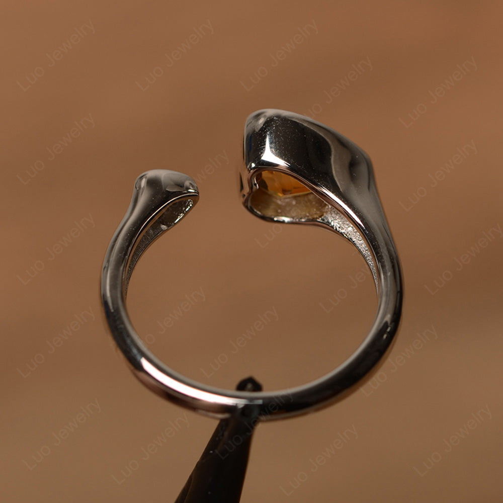 Heart Shaped Citrine Engagement Open Ring - LUO Jewelry