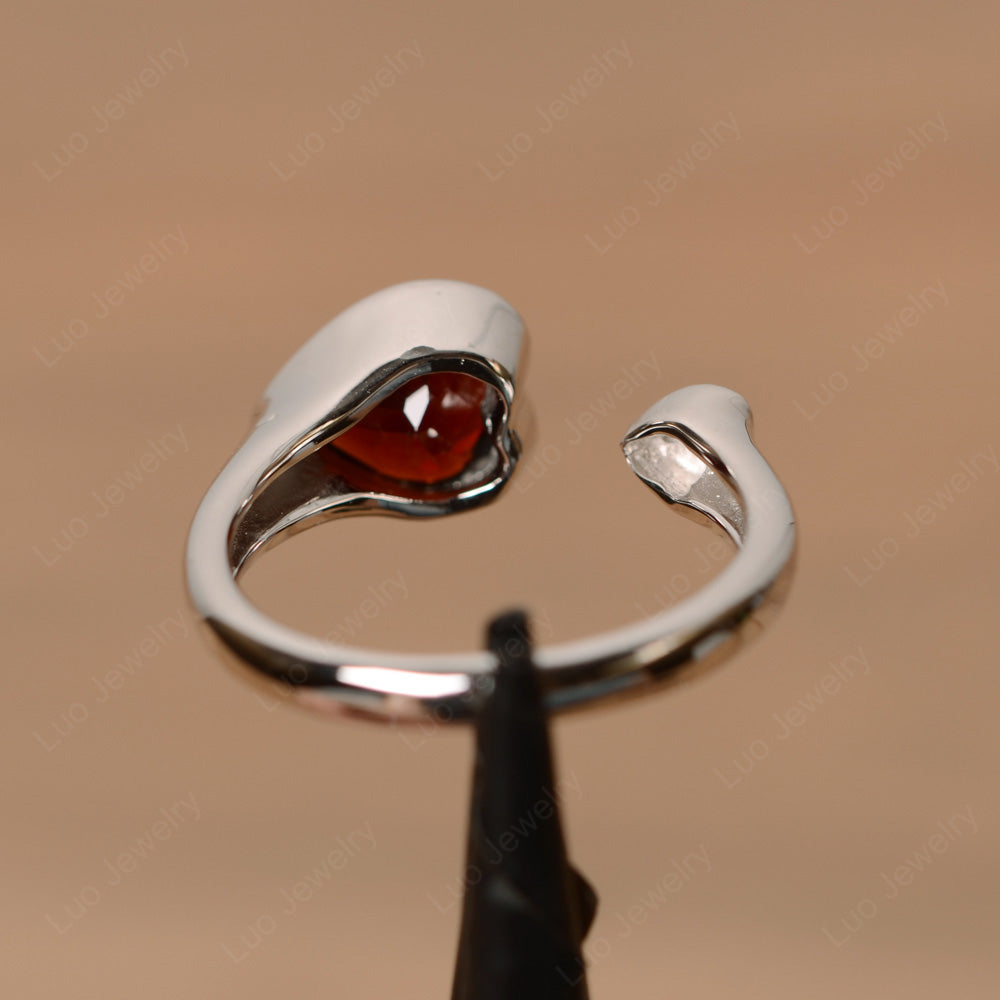 Heart Shaped Garnet Engagement Open Ring - LUO Jewelry