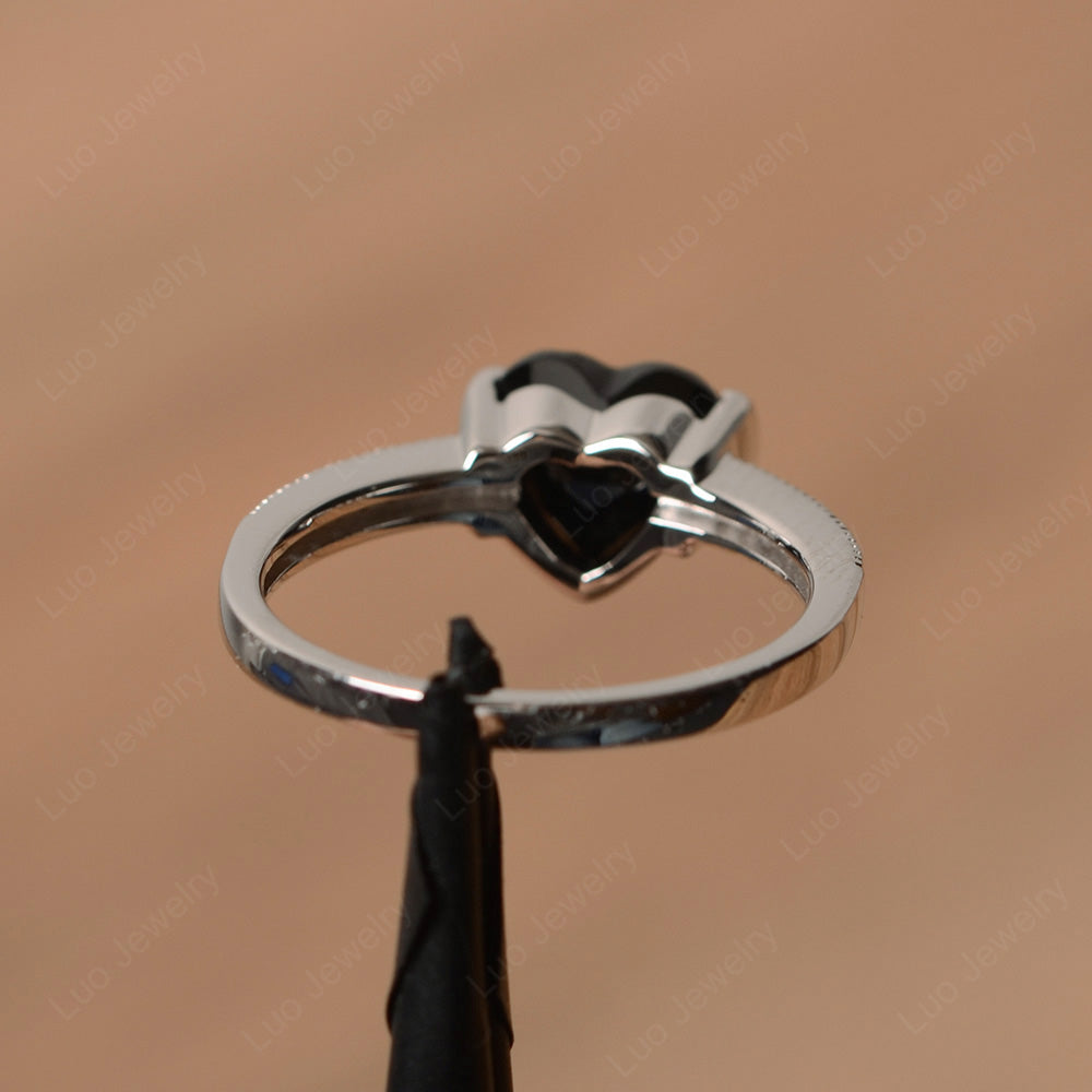 Hear Black Spinel Half Bezel Set Engagement Ring - LUO Jewelry
