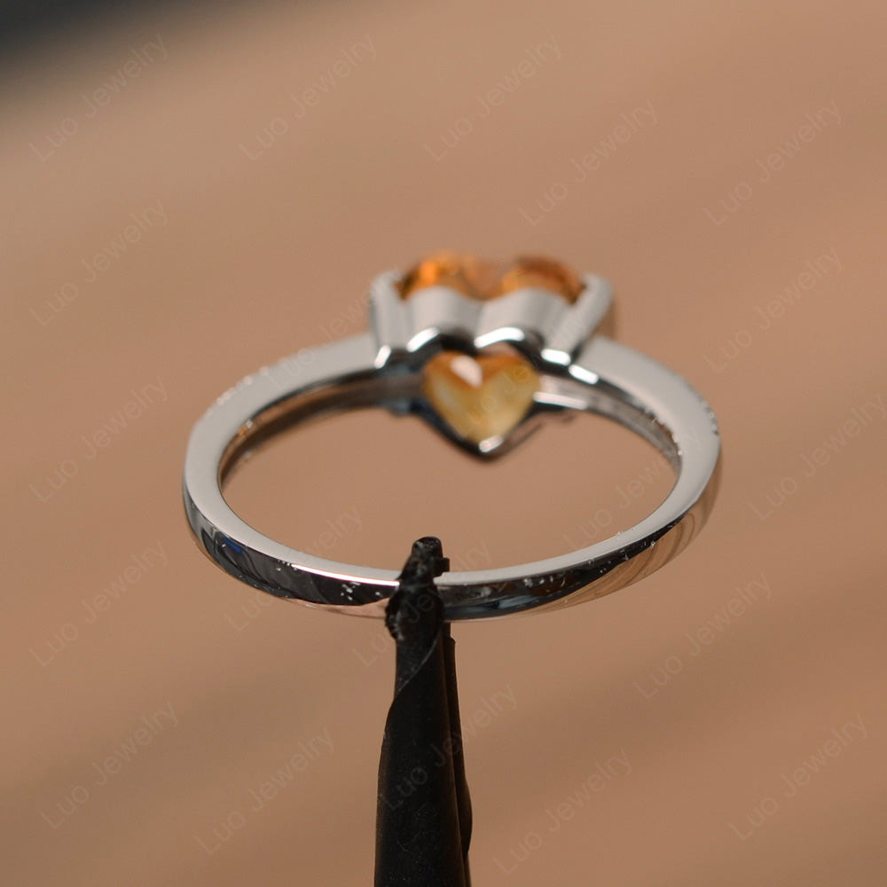 Hear Citrine Half Bezel Set Engagement Ring - LUO Jewelry
