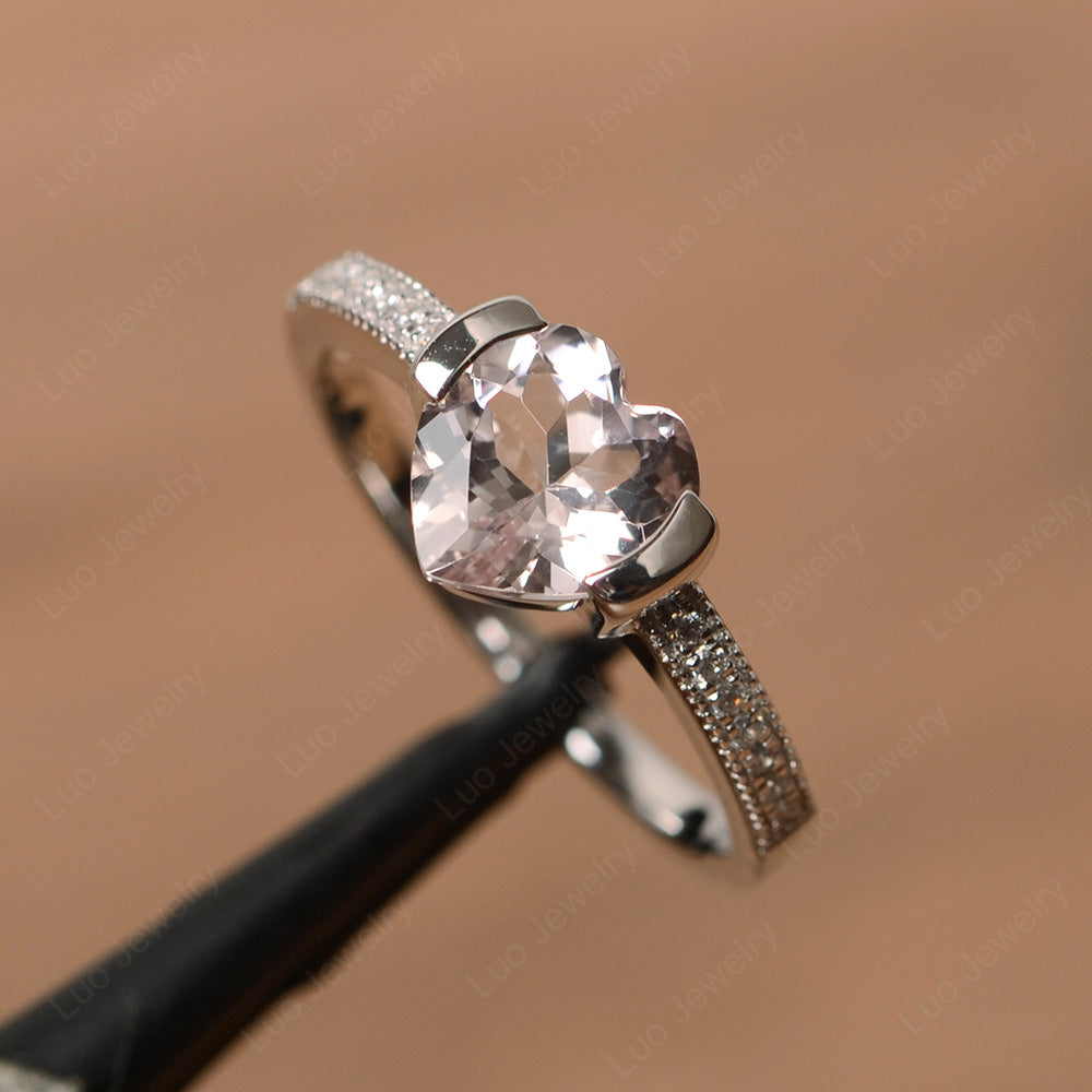 Hear Morganite Half Bezel Set Engagement Ring - LUO Jewelry