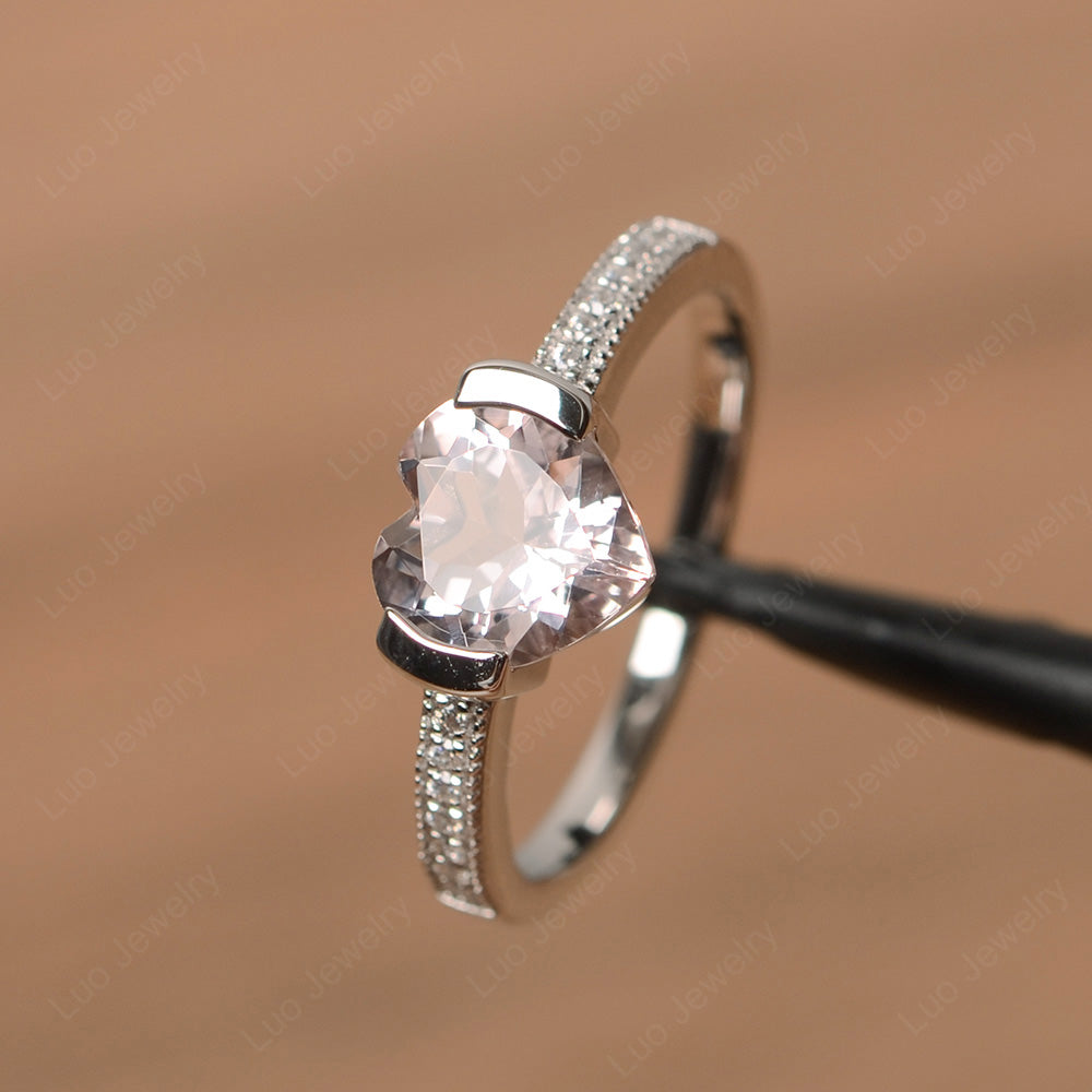 Hear Morganite Half Bezel Set Engagement Ring - LUO Jewelry