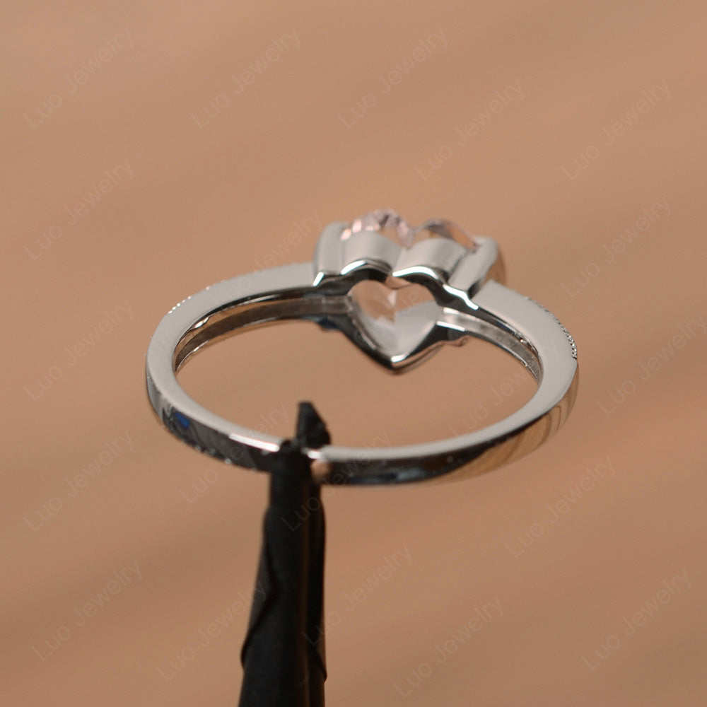 Hear Morganite Half Bezel Set Engagement Ring - LUO Jewelry
