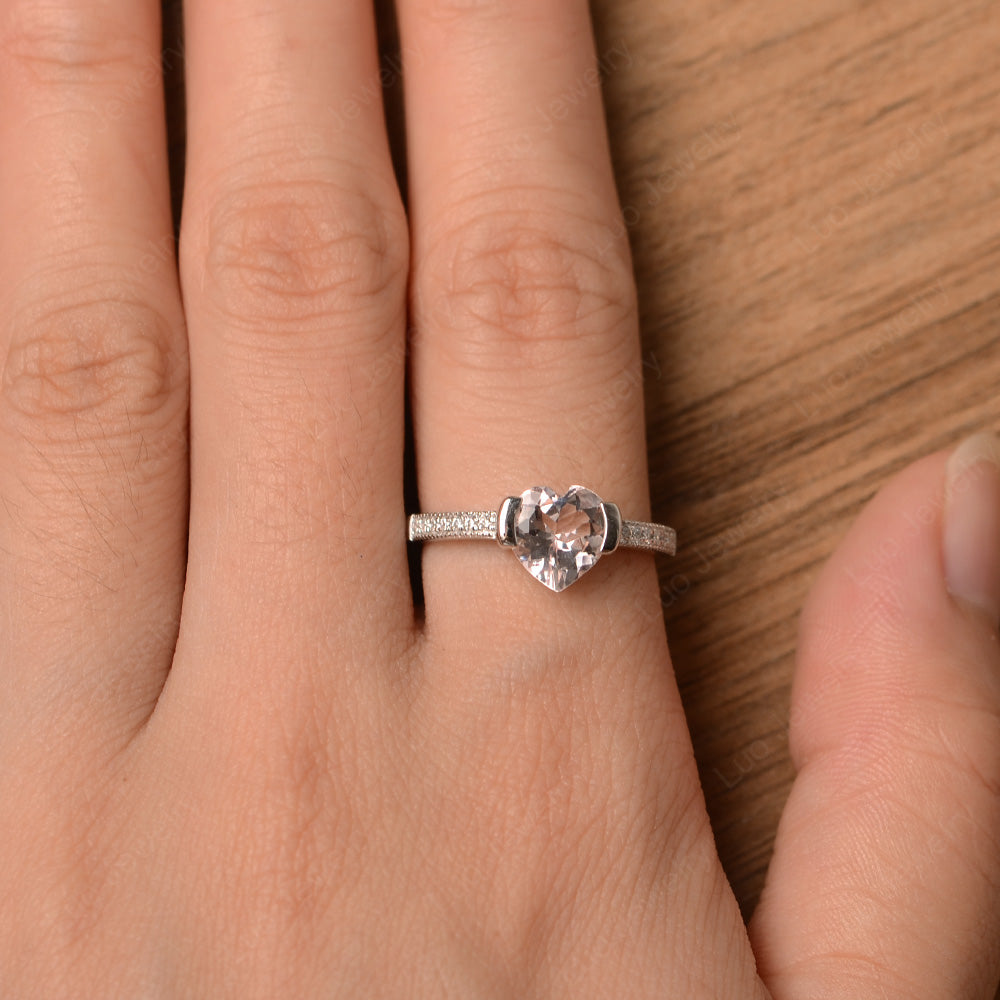 Hear Morganite Half Bezel Set Engagement Ring - LUO Jewelry