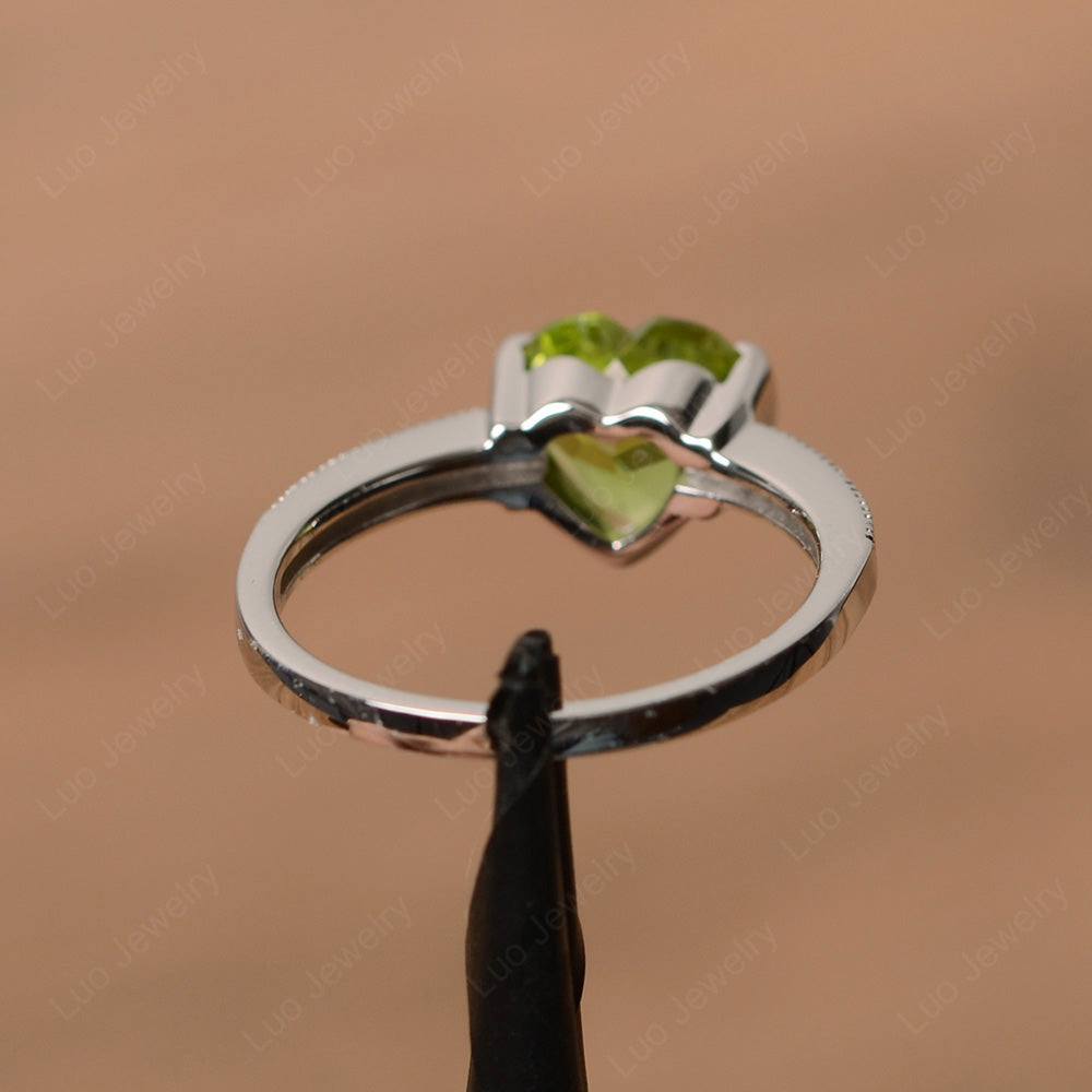 Hear Peridot Half Bezel Set Engagement Ring - LUO Jewelry