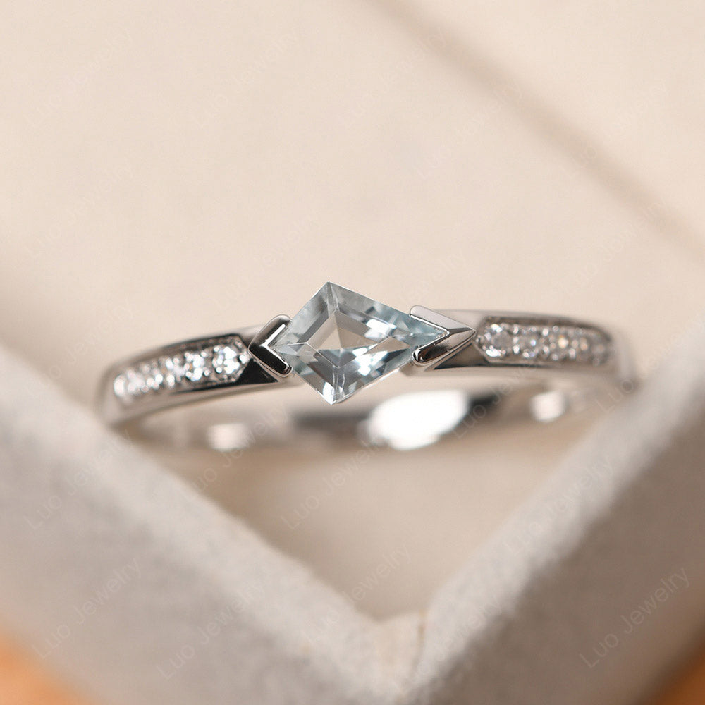 Kite Cut Aquamarine Horizontal Ring