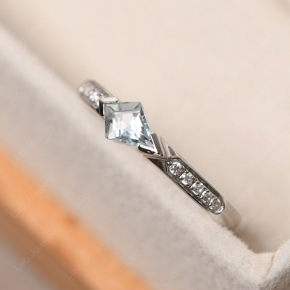 Kite Cut Aquamarine Horizontal Ring
