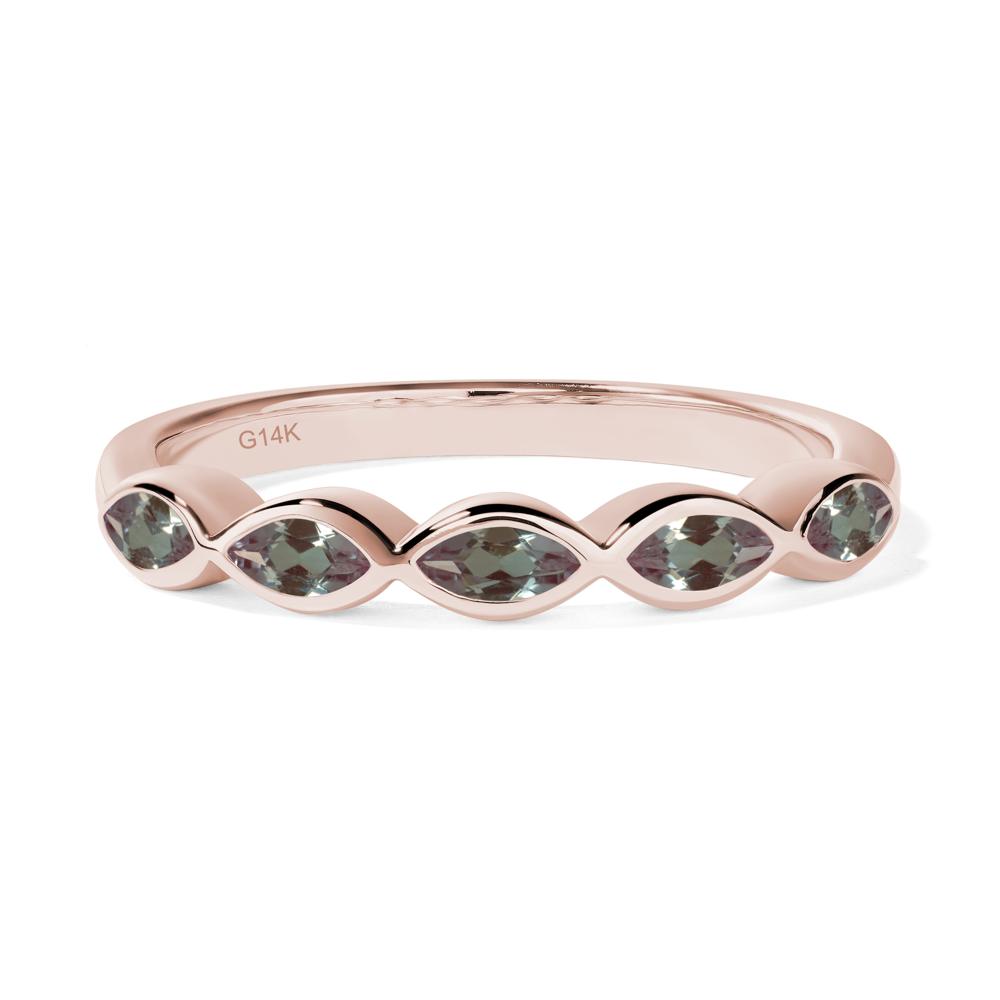 5 Stone Alexandrite Marquise Eternity Ring - LUO Jewelry #metal_14k rose gold