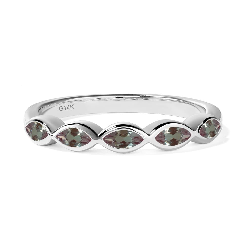 5 Stone Alexandrite Marquise Eternity Ring - LUO Jewelry #metal_14k white gold