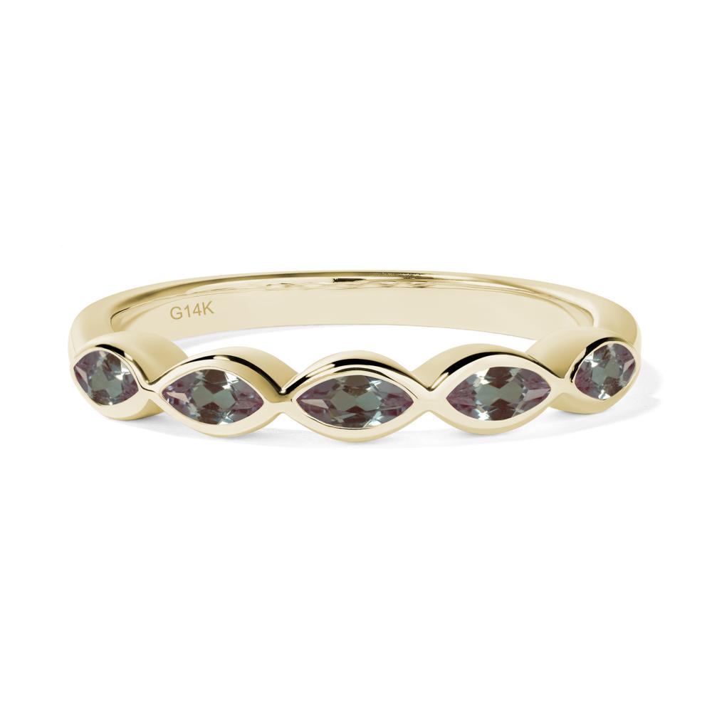 5 Stone Alexandrite Marquise Eternity Ring - LUO Jewelry #metal_14k yellow gold