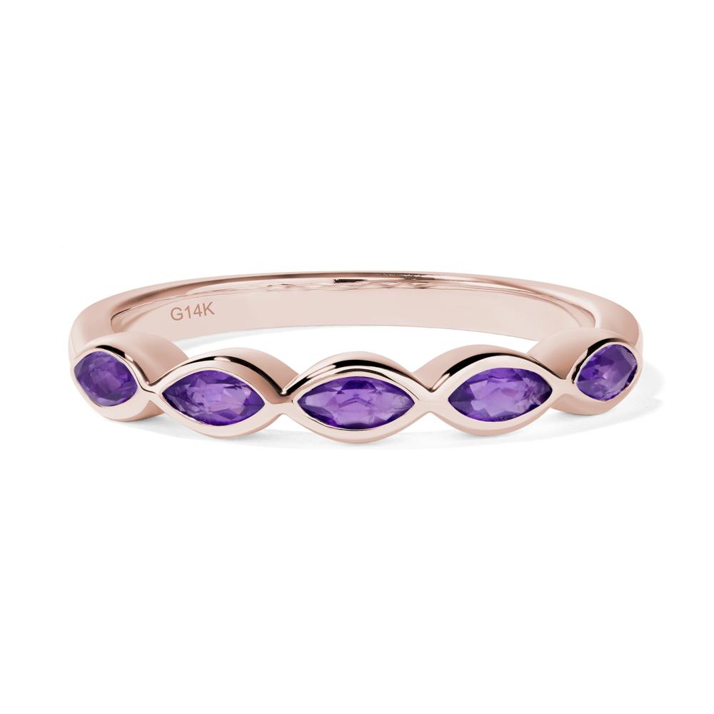 5 Stone Amethyst Marquise Eternity Ring - LUO Jewelry #metal_14k rose gold