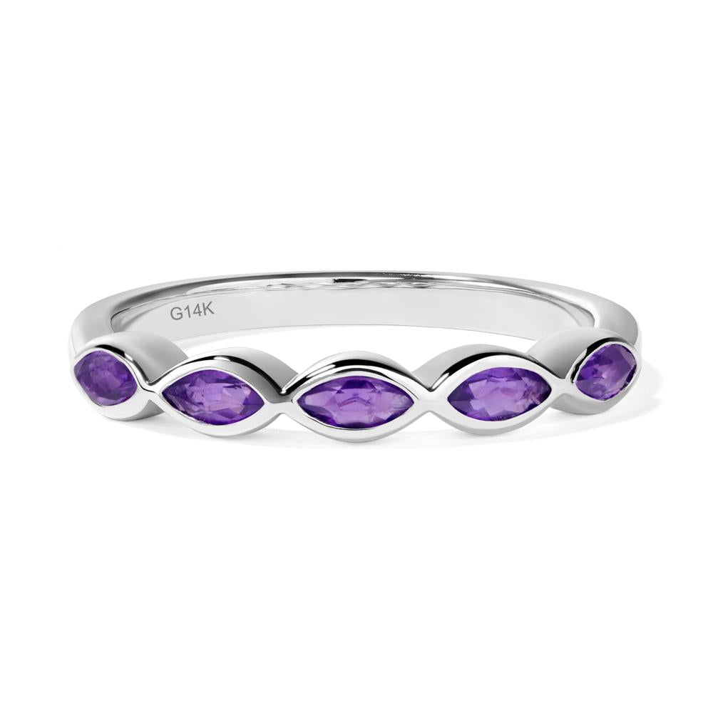 5 Stone Amethyst Marquise Eternity Ring - LUO Jewelry #metal_14k white gold