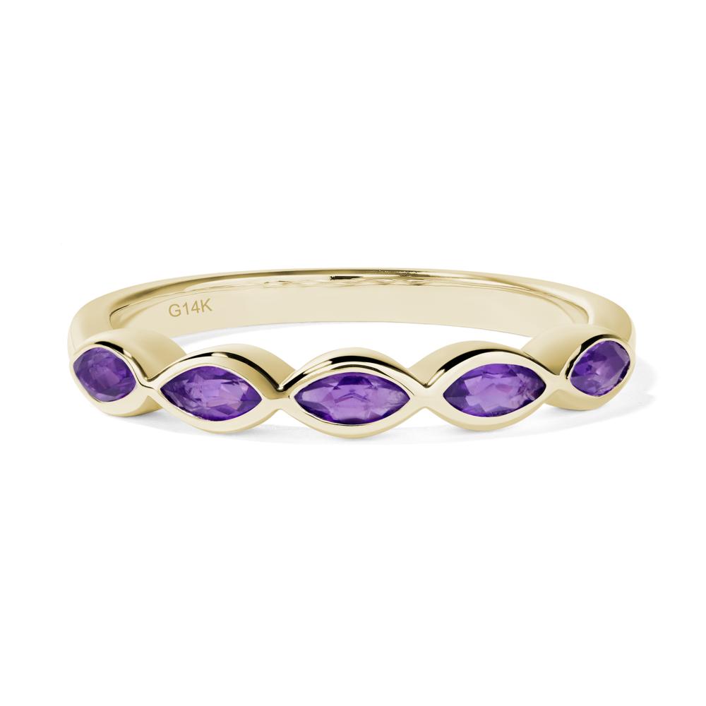 5 Stone Amethyst Marquise Eternity Ring - LUO Jewelry #metal_14k yellow gold