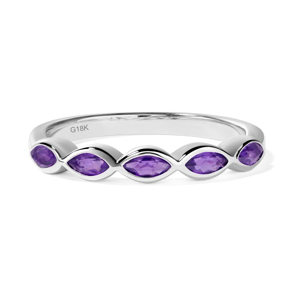 5 Stone Amethyst Marquise Eternity Ring - LUO Jewelry #metal_18k white gold