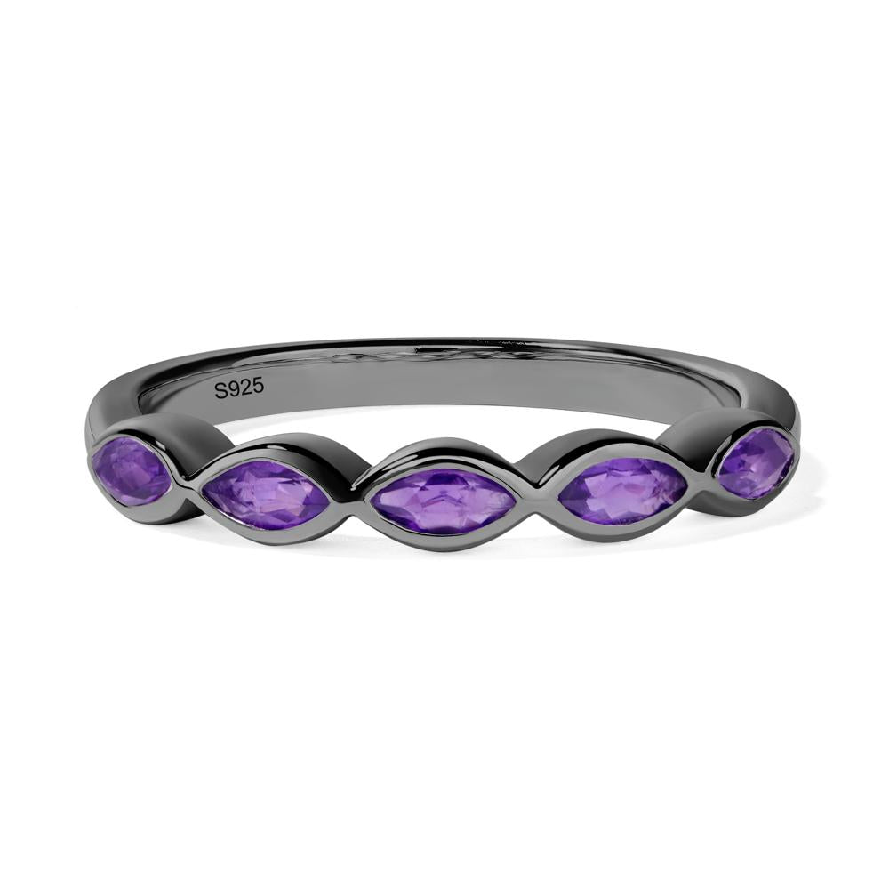 5 Stone Amethyst Marquise Eternity Ring - LUO Jewelry #metal_black finish sterling silver