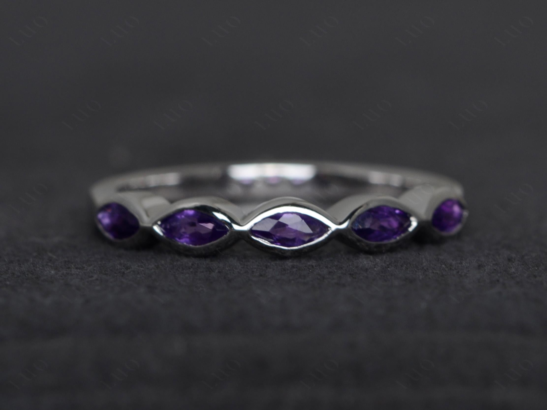 5 Stone Amethyst Marquise Eternity Ring - LUO Jewelry