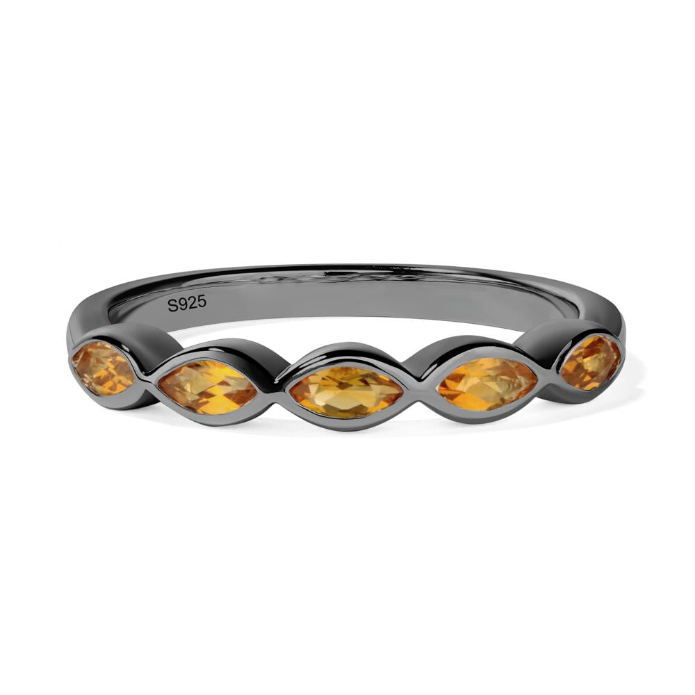 5 Stone Citrine Marquise Eternity Ring - LUO Jewelry #metal_black finish sterling silver