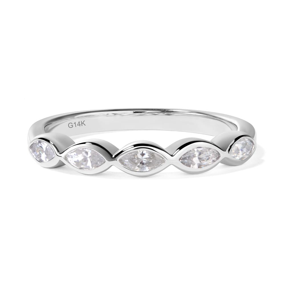 5 Stone Cubic Zirconia Marquise Eternity Ring - LUO Jewelry #metal_14k white gold