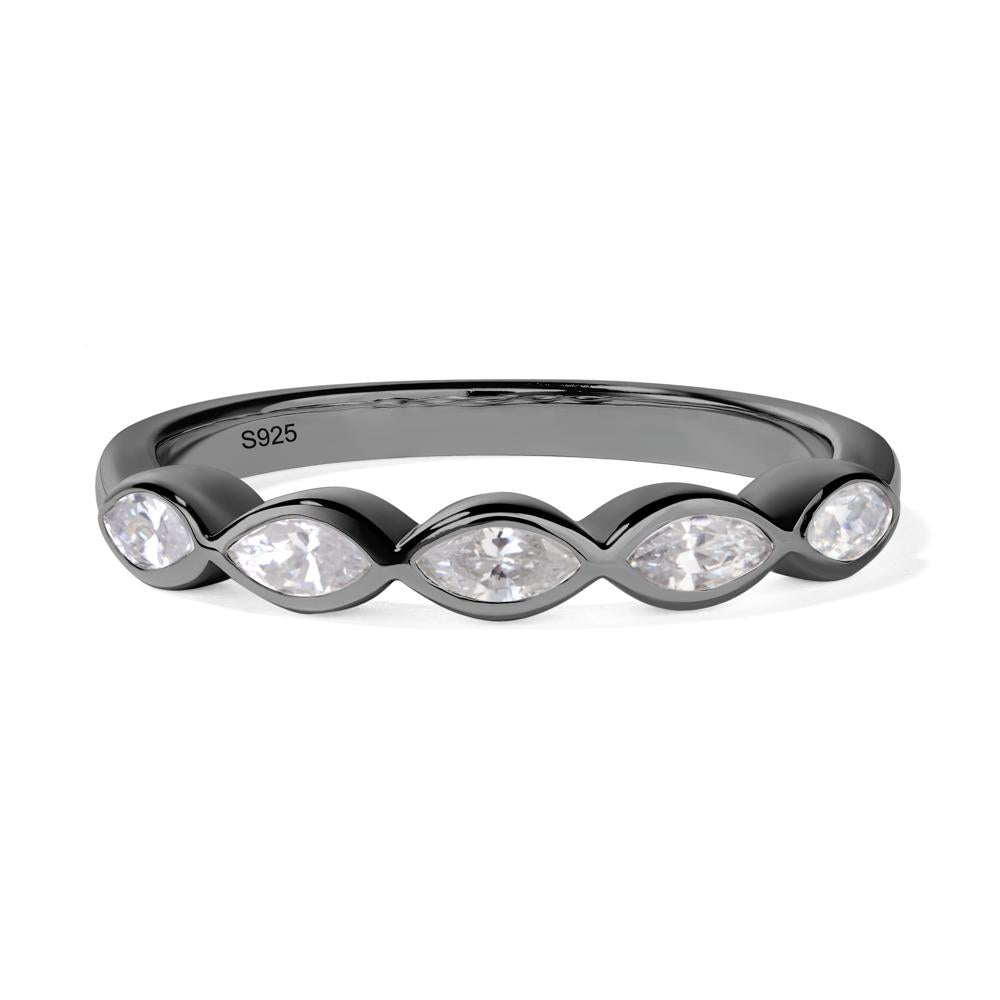 5 Stone Cubic Zirconia Marquise Eternity Ring - LUO Jewelry #metal_black finish sterling silver