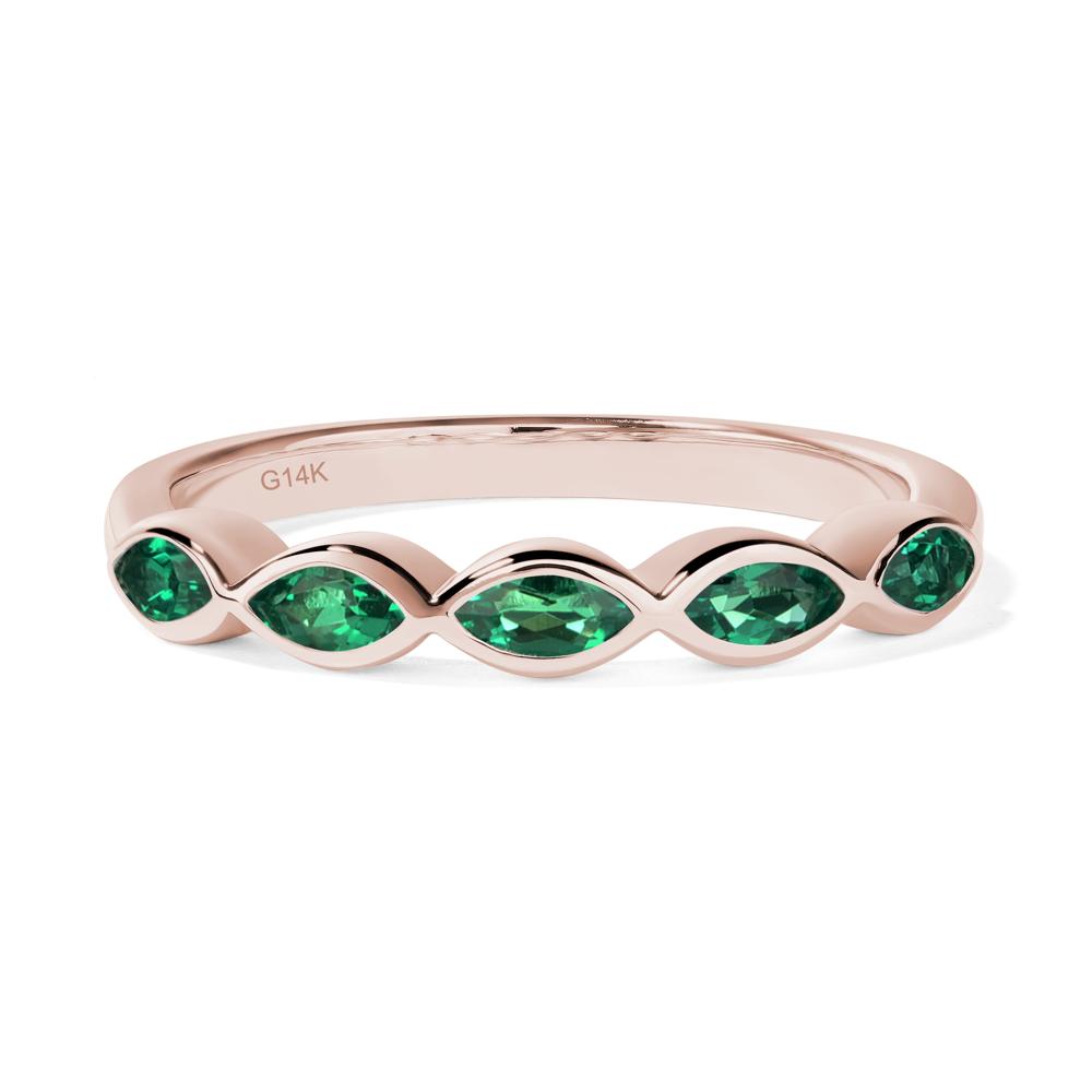5 Stone Emerald Marquise Eternity Ring - LUO Jewelry #metal_14k rose gold