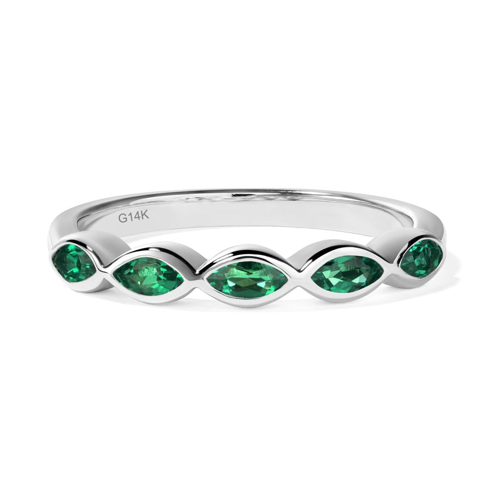 5 Stone Emerald Marquise Eternity Ring - LUO Jewelry #metal_14k white gold