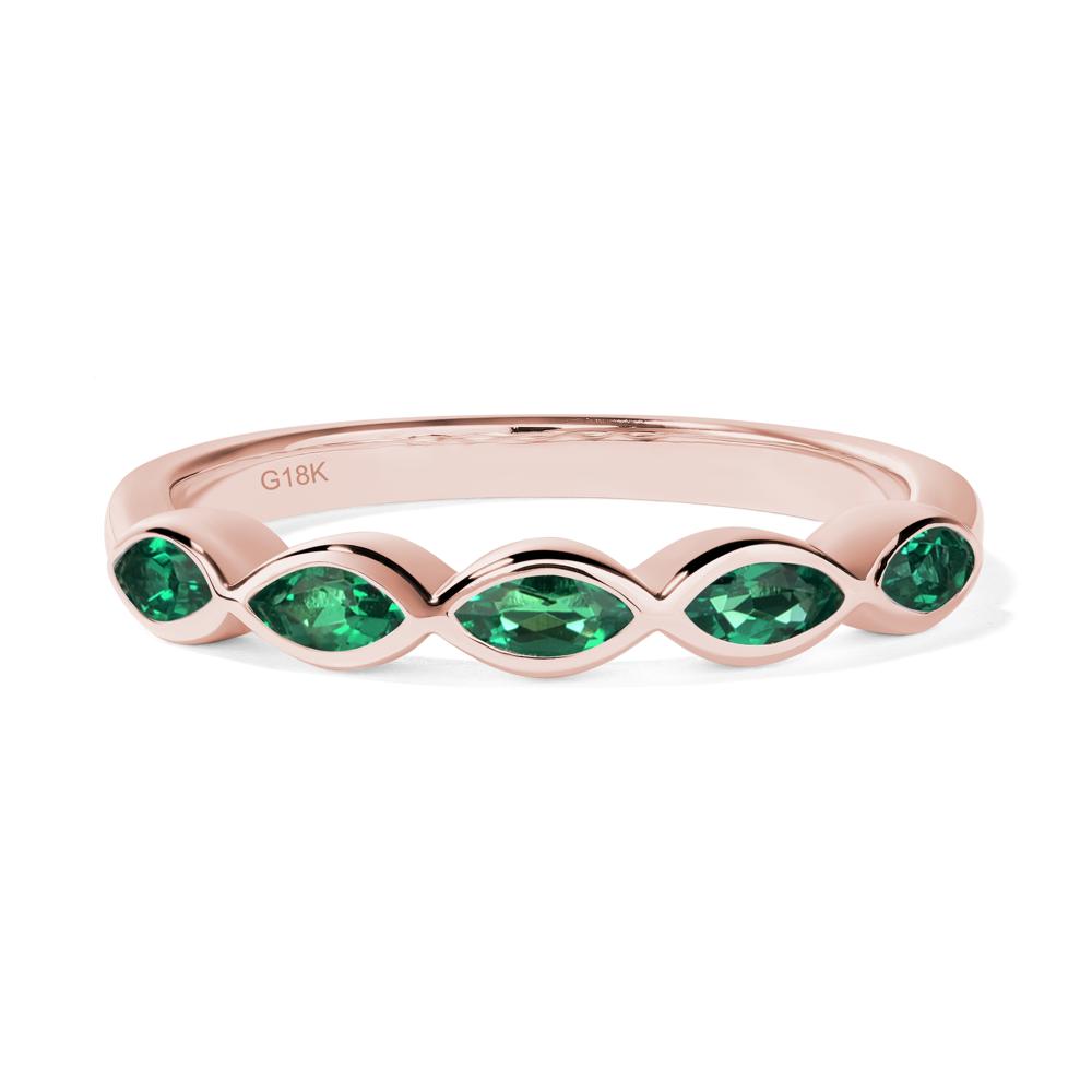 5 Stone Emerald Marquise Eternity Ring - LUO Jewelry #metal_18k rose gold