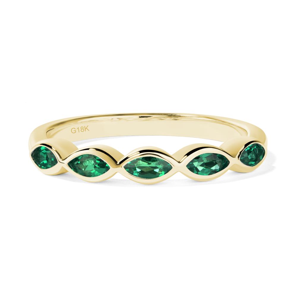 5 Stone Emerald Marquise Eternity Ring - LUO Jewelry #metal_18k yellow gold