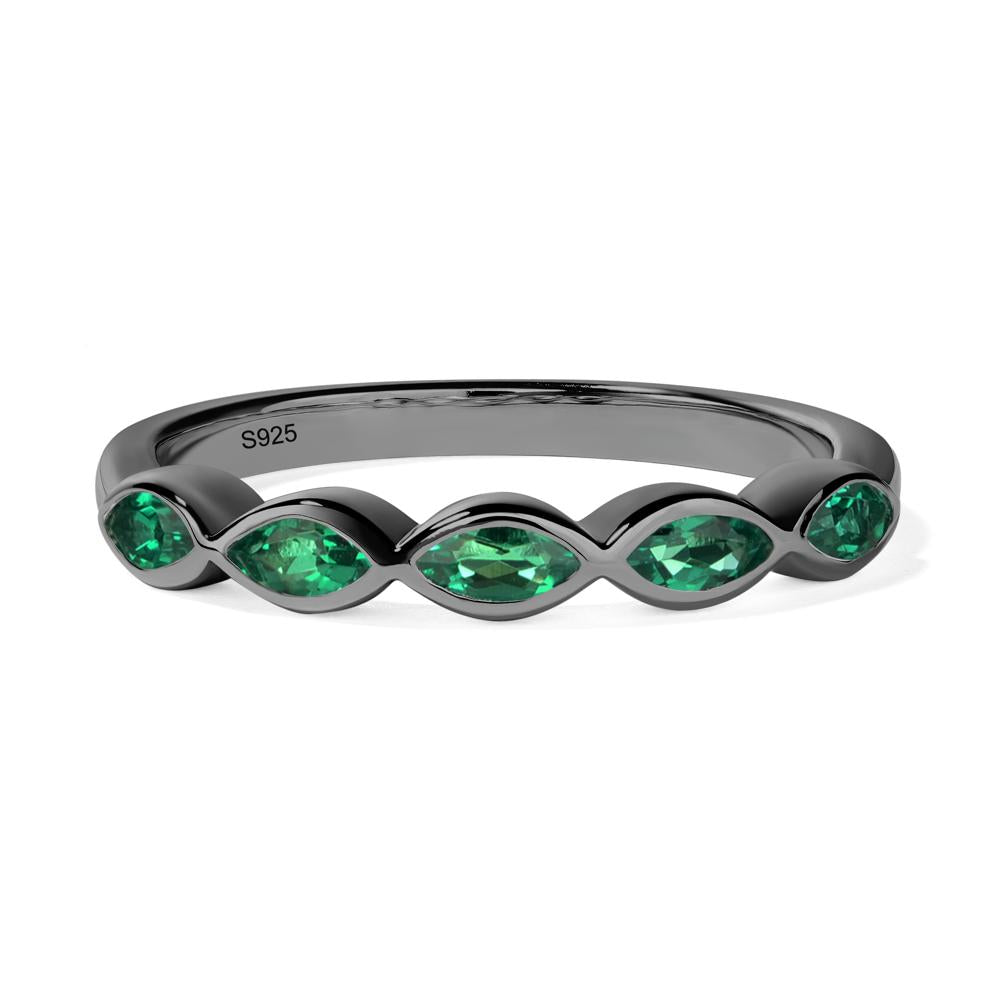 5 Stone Emerald Marquise Eternity Ring - LUO Jewelry #metal_black finish sterling silver