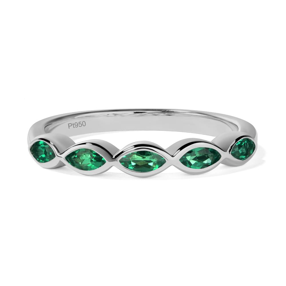 5 Stone Emerald Marquise Eternity Ring - LUO Jewelry #metal_platinum