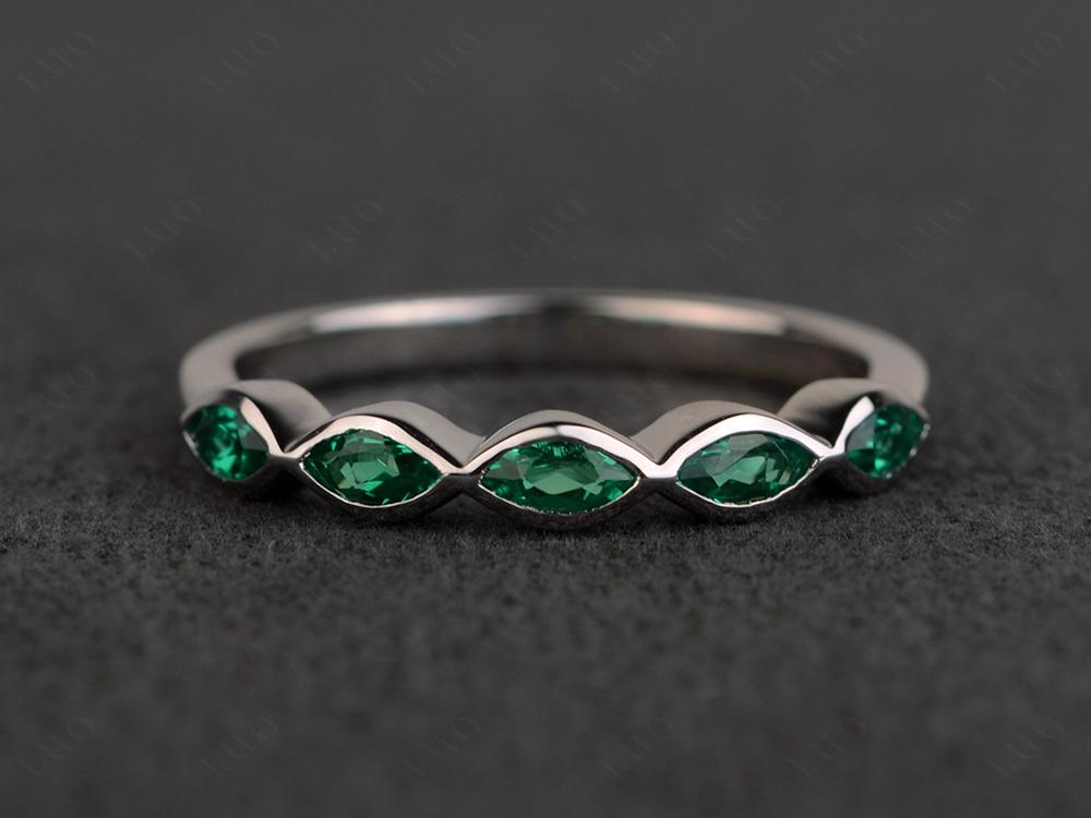 5 Stone Emerald Marquise Eternity Ring - LUO Jewelry