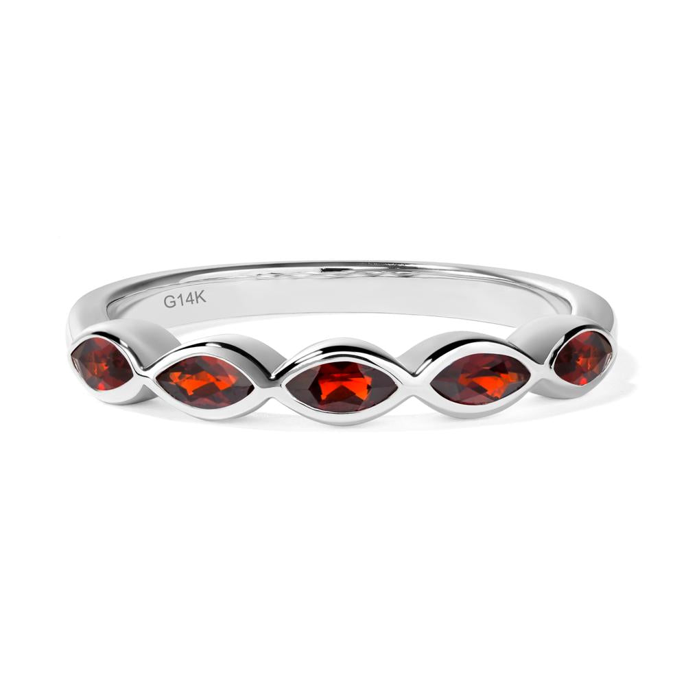 5 Stone Garnet Marquise Eternity Ring - LUO Jewelry #metal_14k white gold