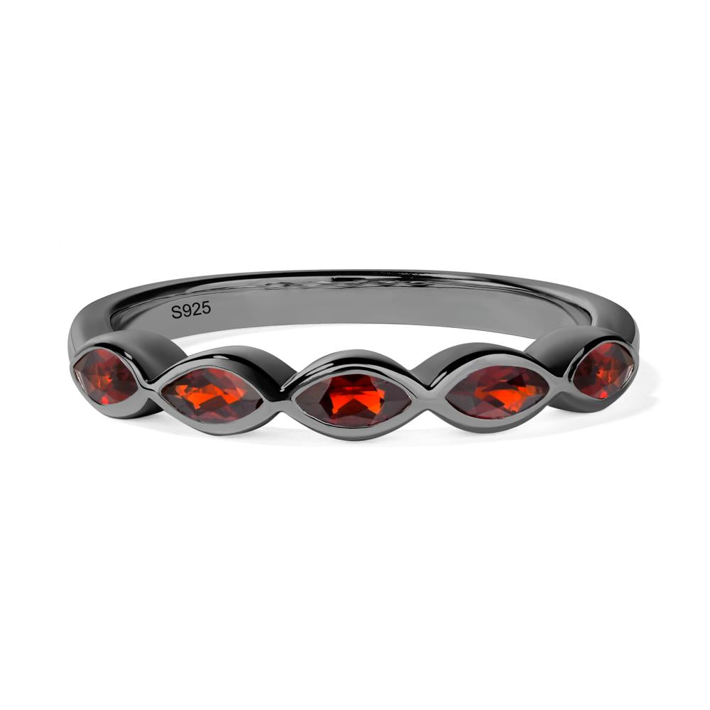 5 Stone Garnet Marquise Eternity Ring - LUO Jewelry #metal_black finish sterling silver