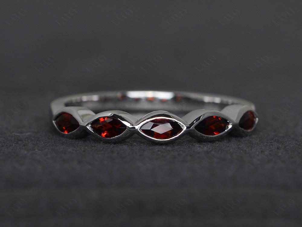 5 Stone Garnet Band Ring - LUO Jewelry