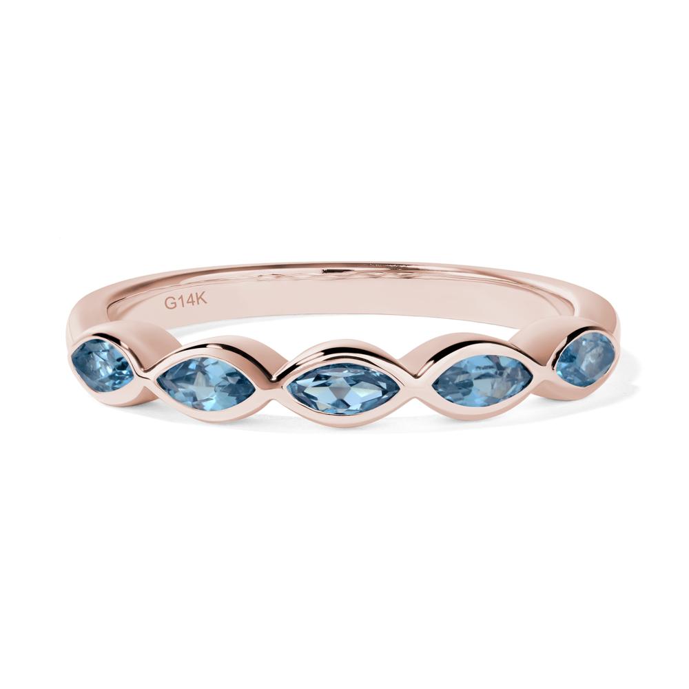 5 Stone London Blue Topaz Marquise Eternity Ring - LUO Jewelry #metal_14k rose gold