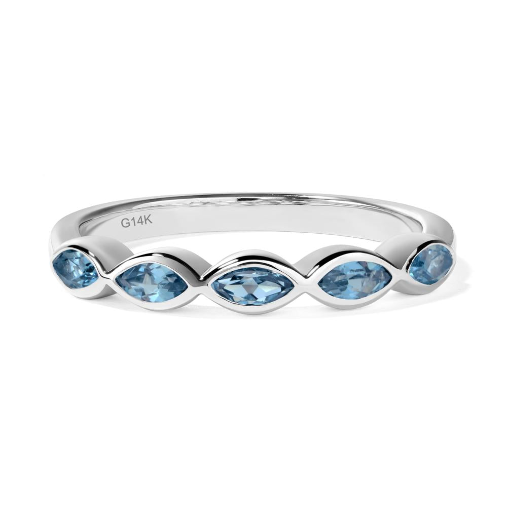 5 Stone London Blue Topaz Marquise Eternity Ring - LUO Jewelry #metal_14k white gold