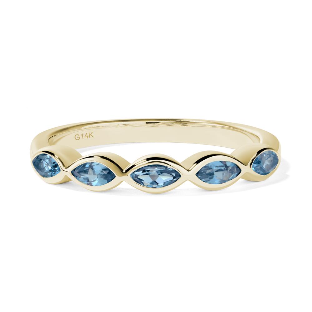 5 Stone London Blue Topaz Marquise Eternity Ring - LUO Jewelry #metal_14k yellow gold