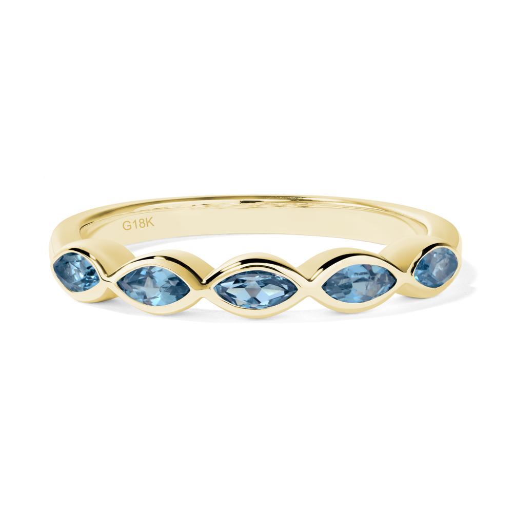 5 Stone London Blue Topaz Marquise Eternity Ring - LUO Jewelry #metal_18k yellow gold